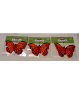 Ashland Feather &amp; Glitter Butterflies 4 1/2&quot; x  3&quot; With Clip On 3ea 18V - £4.62 GBP