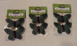 Ashland Burlap &amp; Glitter Butterflies 2&quot; x  3&quot; With Clip On 3ea 17R - £4.71 GBP