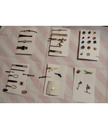  Jewelry Assorted Lot Of Tie Bars Tie Tacks Collar Bars Gold &amp; Silver To... - £31.60 GBP