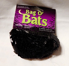 Halloween Bag Of Bats by Fun World 20ea 4 3/4&quot; x 2&quot; Black Rubber on String 35X - £4.62 GBP