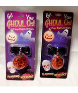 Halloween LED Flashing Lights Bright Necklace Pumpkin 1 1/2&quot; Round 2ea G... - $92.96 MXN