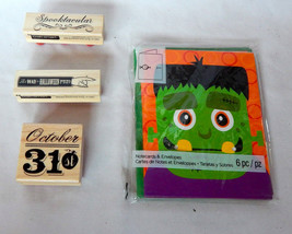 Halloween Studio 18 Notecards &amp; Envelopes 6pc Craft smart Rubber Stamps ... - £4.63 GBP