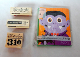 Halloween Studio 18 Notecards &amp; Envelopes 6pc Craft smart Rubber Stamps ... - £4.62 GBP
