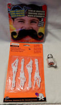 Halloween Mix Lot Mighty Moustache Stick On Eyeball Ring Sticky Bone Hands 48U - £5.92 GBP