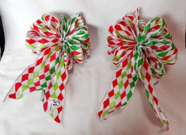 Halloween Celebrate It Christmas Bows Red Green White Glitter 12&quot; x 7&quot; 2... - £7.73 GBP