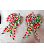 Halloween Celebrate It Christmas Bows Red Green White Glitter 12&quot; x 7&quot; 2... - £7.88 GBP