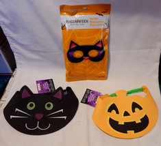 Halloween Celebrate It Mix Lot Glow Mask &amp;Foam Visors Creatology Pumpkin... - $7.89
