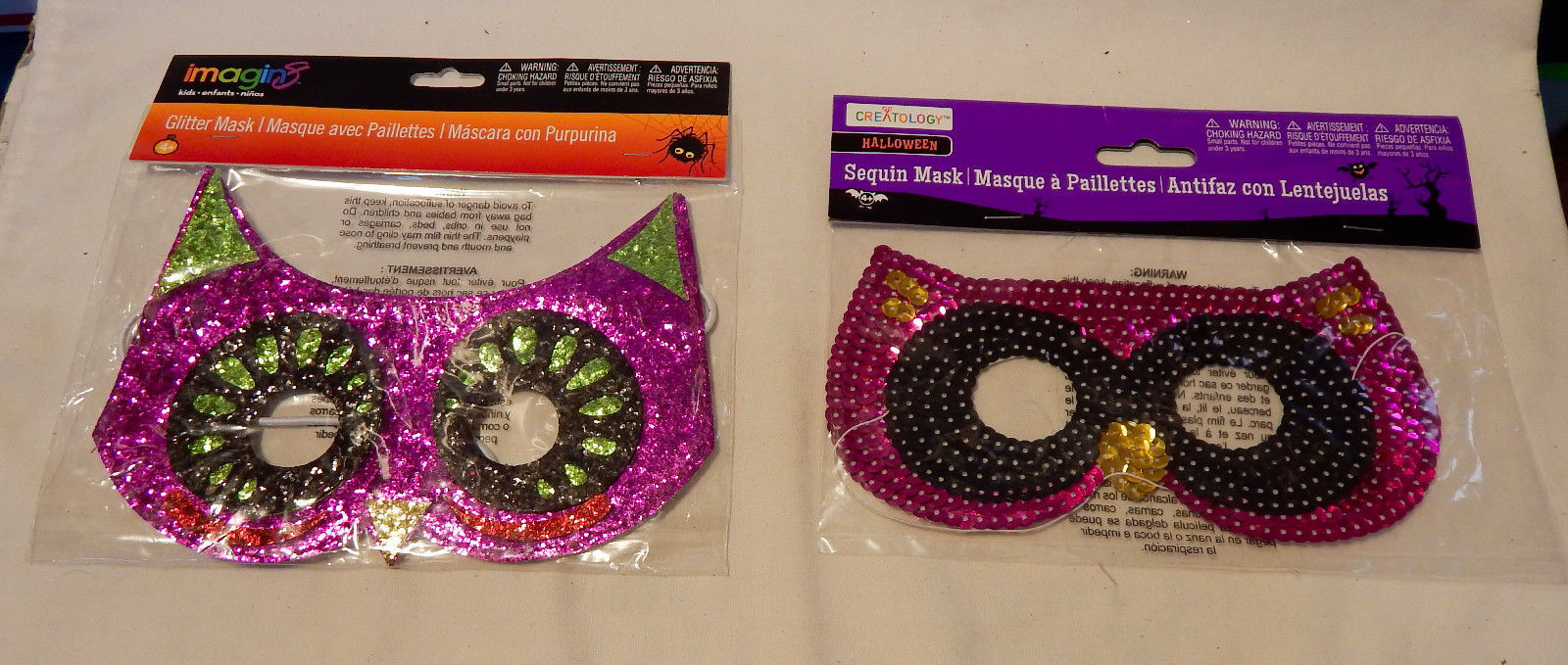 Halloween Imagin8 Glitter Mask 4+ &amp; Sequin Mask By Creatology Owls Felt 42P - $7.89