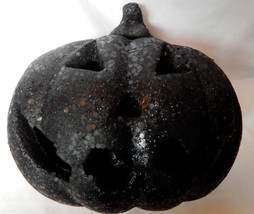 Foam Carved Face Pumpkin Halloween Celebrate It Decor Black Glitter 9&quot; x 8&quot; 47Z - £6.28 GBP