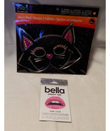 Halloween Imagin 8 Sequin Mask Cat &amp; Bella Violet Lips Appliqueds Pink L... - $7.49