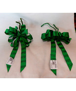 Halloween Celebrate It Christmas Bows Green With Glitter 4&quot; By 8&quot; 2ea 11Z - £7.88 GBP