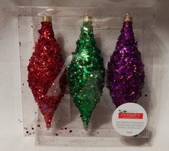 Celebrate It Shatterproof Ornaments 7&quot; x 2&quot; Heavy Duty Glitter Covered 22B - £6.30 GBP