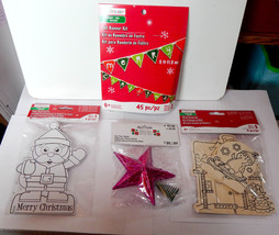 Creatology Christmas Lot Wood &amp; Paper Kits Felt Banner Kit Star Tree Top... - $9.89