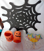 Halloween Creatology Mix Lot Foam Cobweb Foam Can Hug Face on a Stick Ma... - £6.20 GBP