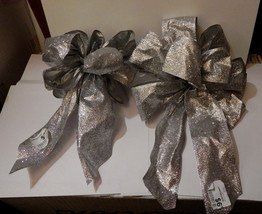  Big Wedding Glitter Bows Michaels Stores 12&quot;x9&quot; Deep Silver 2ea Handcra... - $9.86