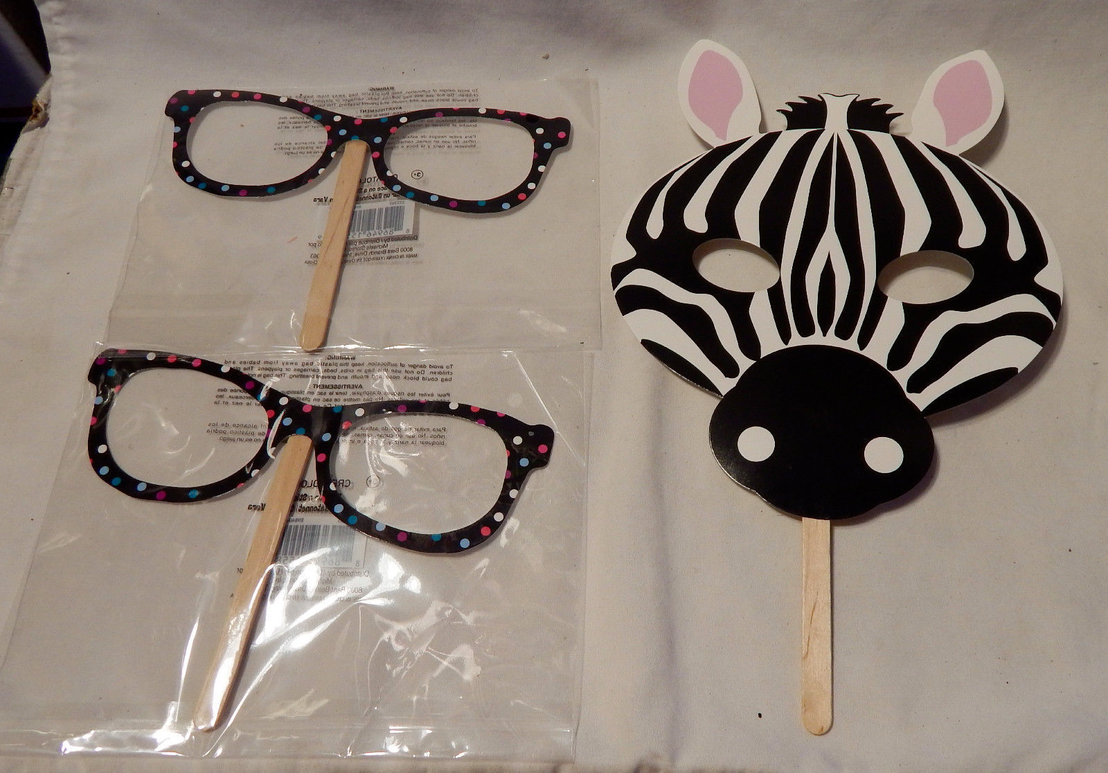 Halloween Creatology Mix Lot Face on a Stick Masks Zebra &amp; Poka Dot Glas... - $3.94