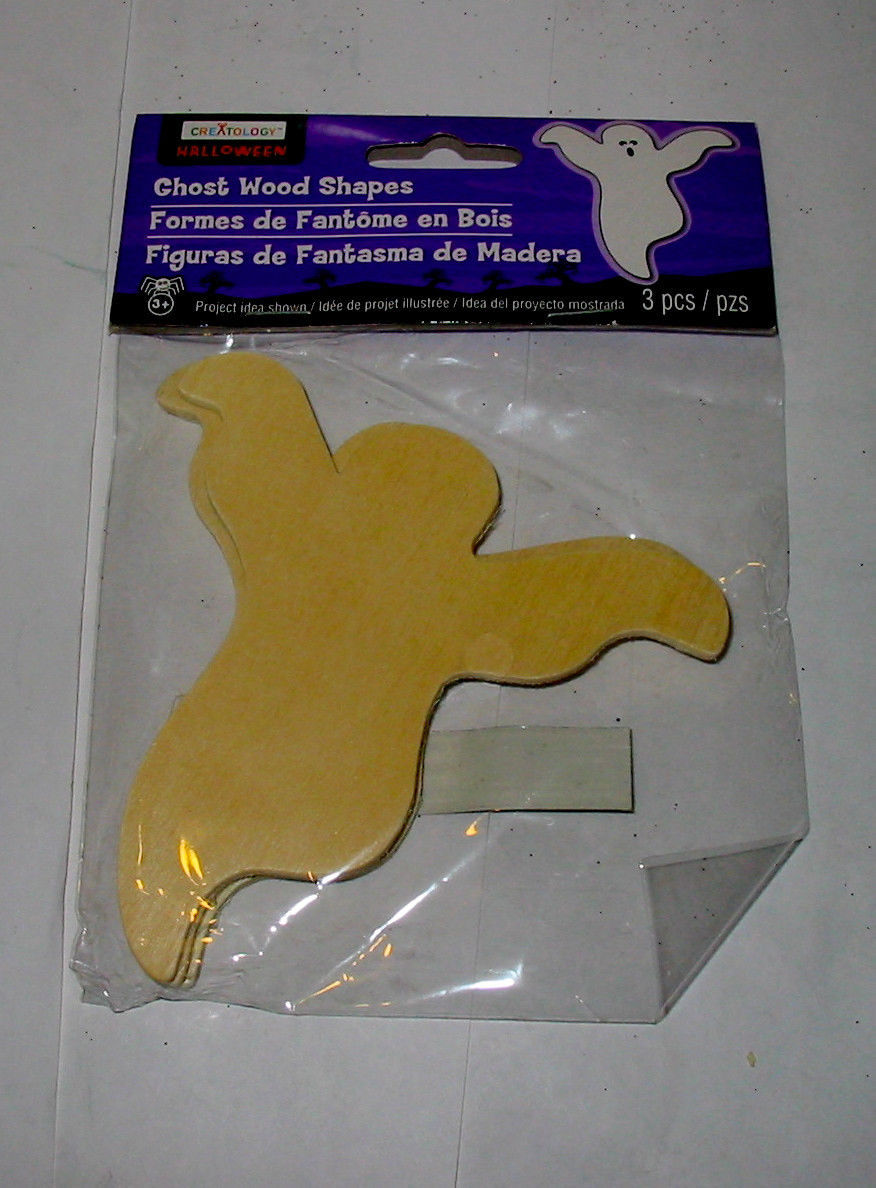 Halloween Ghost Wood Shapes By Creatology 3+ 4&quot; x 4&quot; 3pcs 41W - $4.93