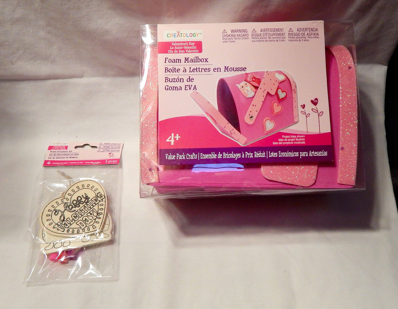 Creatology Valentine&#39;s Day Foam Mail Box 8&quot;x 6&quot;x4 1/2&quot; &amp; Wood Ornament H... - $7.89