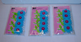 Studio 8 Clothespins 3pks 12 total Pins 2&quot; Long Felt Flowers Blue Color 62N - £6.30 GBP