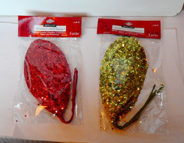 Ashland Heavy Glitter Leaves 2Pks 3&quot; x 6&quot; 10 Total Leaves Red &amp; Lime Green 19F - £4.63 GBP