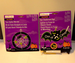 Halloween Chalkboard Sign &amp; Yarn Kits Creatology 6+Bat &amp; Spider Web 6 &amp; ... - £6.32 GBP