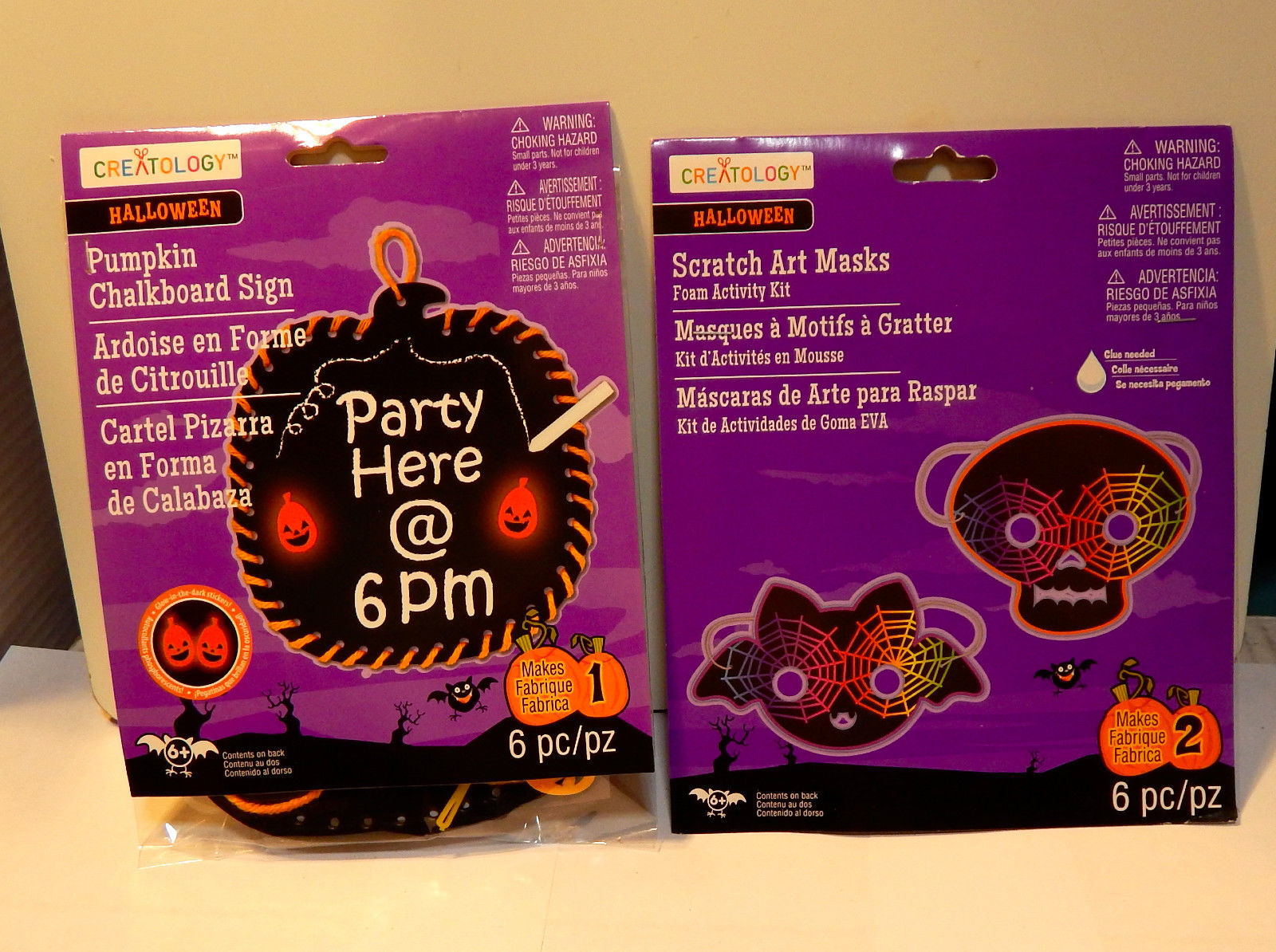 Halloween Chalkboard Sign &amp; Scratch Art Masks Creatology 6+Pumpkin Skull... - $6.91