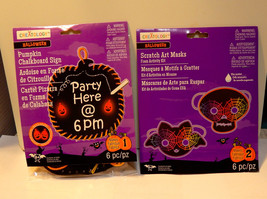Halloween Chalkboard Sign &amp; Scratch Art Masks Creatology 6+Pumpkin Skull... - £5.52 GBP