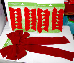 Big &amp; Small Velvet Bows By Celebrate It 3&quot; x 1&quot; Red Non wired 17&quot; x 8&quot;  20N - £5.53 GBP