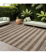 10&#39; X 14&#39; Coffee Striped Washable Non Skid Indoor Outdoor Area Rug - $824.47 CAD