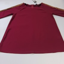 Love & Love LT10707 Women's Red Long Sleeve Shirt Rear Zip Shirt Size Small image 11