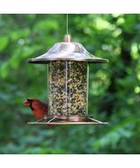 Copper Bird Feeder with Plastic Seed Reservoir Tube and Circular Perch - $2,148.11 MXN