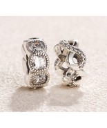 925 Sterling Silver Alluring Cushion Spacer Charm / Infinite Love Spacer... - $18.93 CAD
