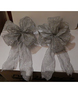  Big Wedding Glitter Bows Michaels Stores 12&quot; by 9&quot; Silver Color 2 ea 11D - £7.75 GBP