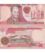 Mozambique P135, 1,000 Meticais, flag ceremony / star monument, UNC see ... - $3.55