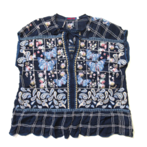 NWT Johnny Was Paise Blouse in Dark Blue Butterfly Embroidered Top L - £92.93 GBP