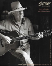 Jerry Jeff Walker 2008 Collings CJ Mh A SB acoustic guitar 2014 b/w ad print - $4.05