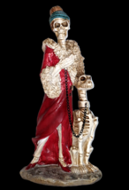 Skeleton Woman and Dog On Chain Figurine Prop Creepy Halloween Decor Lar... - $64.30