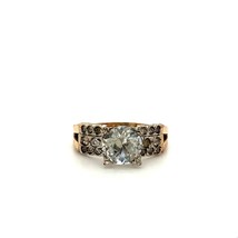 Vtg Signed 14k Roll Gold Plated Clear Rhinestone Solitaire with Accent Ring sz 7 - £30.27 GBP