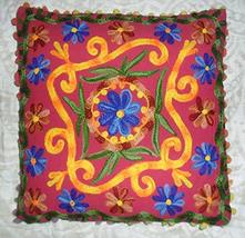 Traditional Jaipur Boho Throw Suzani Pillow, Embroidered Cushion Covers 16&quot; x 16 - £9.56 GBP