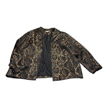 Coldwater Creek Blazer Jacket Women 18 Brown Black Floral Open Front Long Sleeve - £21.64 GBP