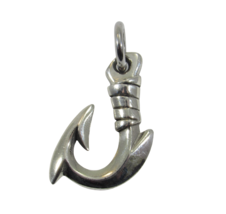Handcrafted Solid 925 Sterling Silver Chunky 3D Barbed FISH J HOOK Pendant  - £33.43 GBP