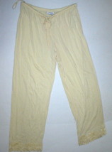 New NWT Designer Natori Light Yellow Pants Modal Womens M Lounge Pajama PJ Lace  - £77.92 GBP