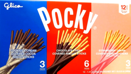 Glico Pocky Biscuit Sticks Cookies-Cream/Chocolate/Strawberry 12 Ct EXP ... - $320.10 MXN