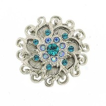 Silver-tone Filigree Blue Zircon Color Crystal Cocktail Ring [Jewelry] - £11.84 GBP