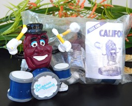 2 Vintage California Raisin Drummers 1988 PVC Figurine Toy Calrab NIP - £16.03 GBP