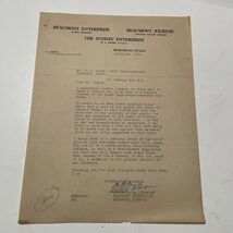 The Beaumont Enterprise Letter 1930 Texas Tabacco Tax To State Represent... - $31.42