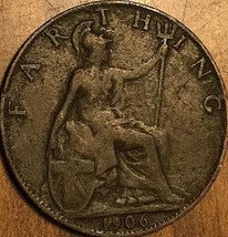 1906 Great Britain Farthing Coin - £2.14 GBP