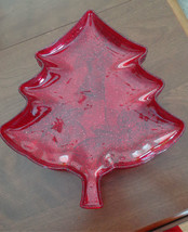 Set of Three Red Glitter Plastic Christmas Tree Shaped Plates - £0.78 GBP