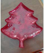 Set of Three Red Glitter Plastic Christmas Tree Shaped Plates - $1.37 CAD