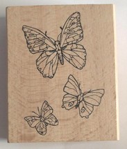 Butterflies Wooden Mounted Rubber Stamp by Greenbrier Int. 2 1/2&quot; x 3&quot; - $7.62